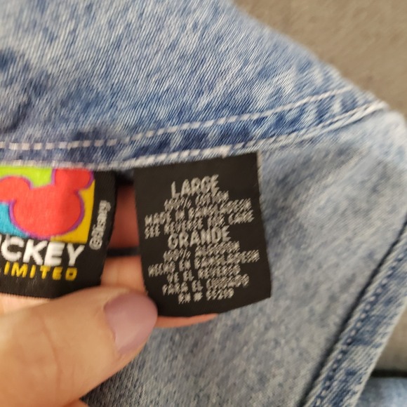 VTG Mickey Unlimited Overalls Womens Size Large Embroidered Cotton Minnie Pluto - Picture 9 of 16